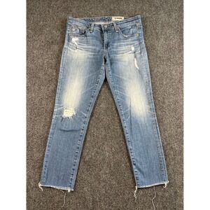 Adriano Goldschmied The Stilt Crop Cigarette Jeans Distressed Raw Hem Women 29